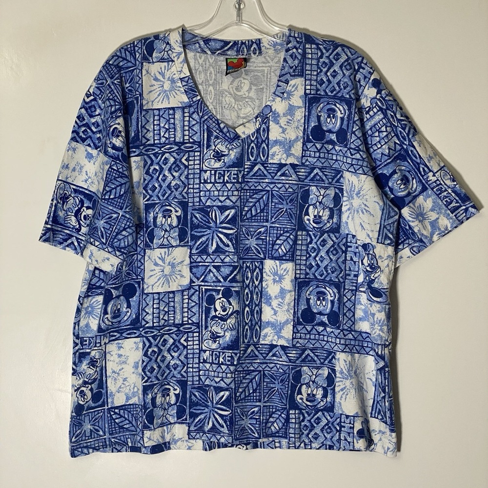 Vintage Mickey Unlimited Jerry Leigh T Shirt Mens XL Blue Minnie Geometric Boxy
